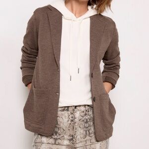 [NWT] Faherty Deep Brown Heather Soft Cotton Blend Blazer - Size: S